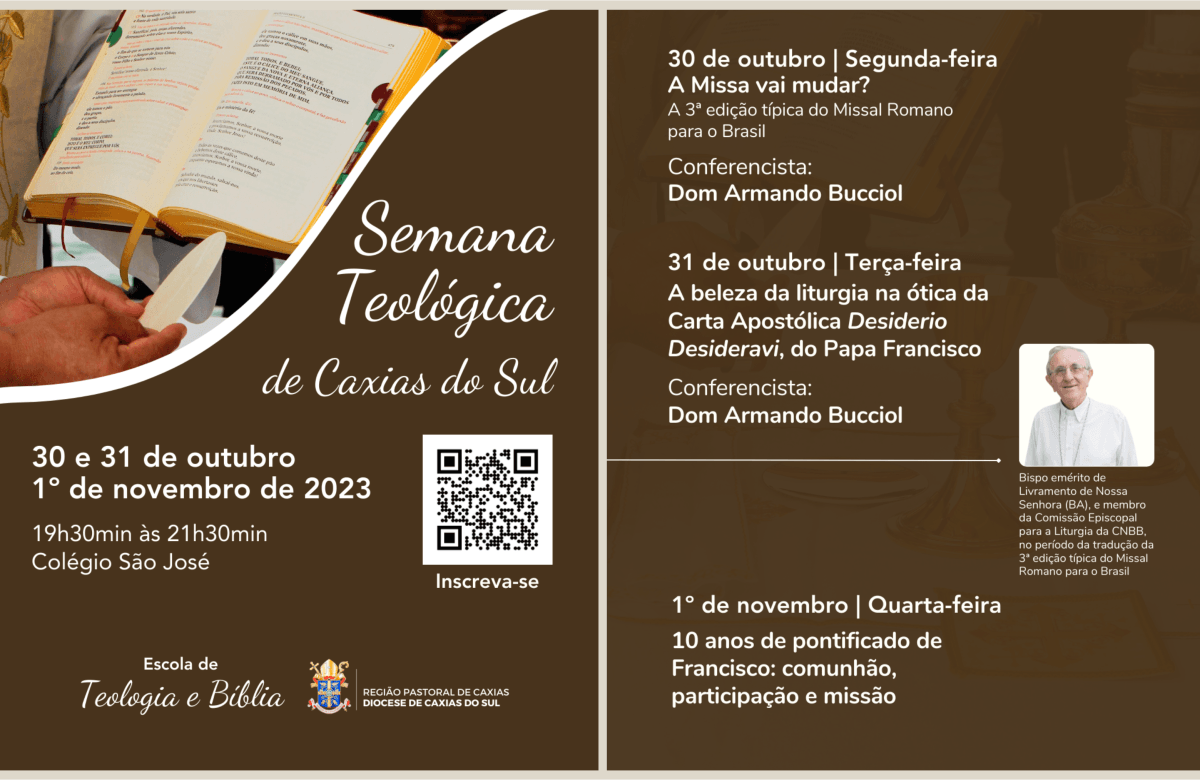 Foto de capa da notícia Semana Teológica de Caxias do Sul promovida pela Diocese de Caxias do Sul inicia na próxima segunda-feira, dia 30