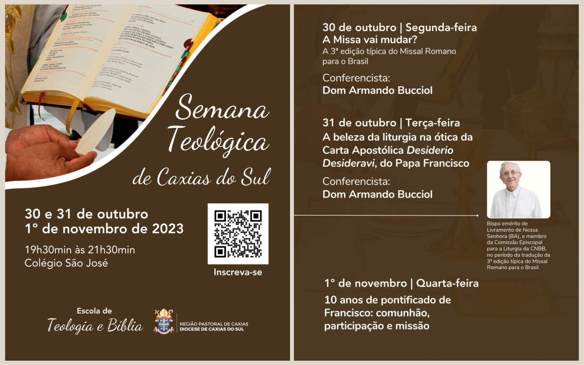 Semana Teológica de Caxias do Sul promovida pela Diocese de Caxias do Sul inicia na próxima segunda-feira, dia 30