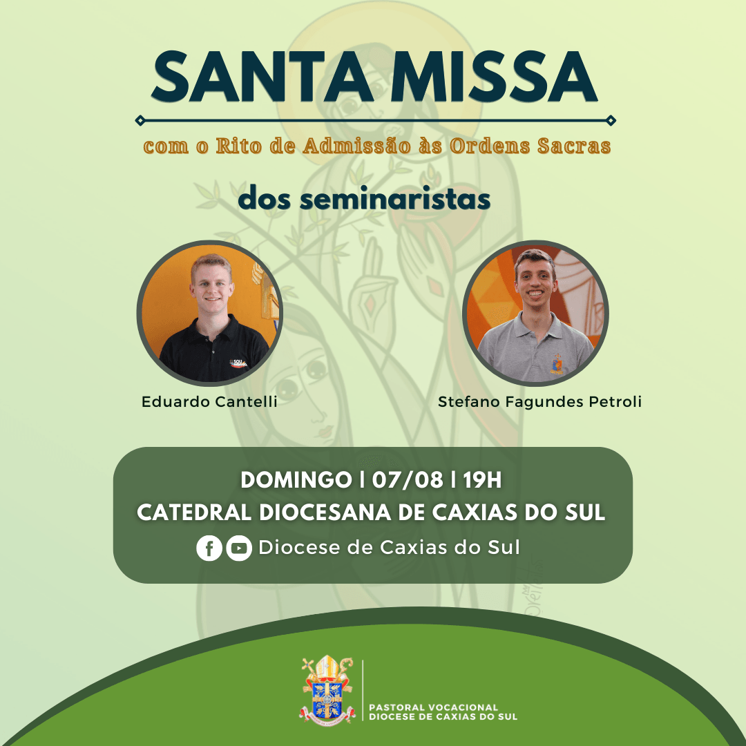 Missa na Catedral Diocesana terá admissão dos seminaristas Eduardo Cantelli e Stefano Petroli como candidatos às Ordens Sacras